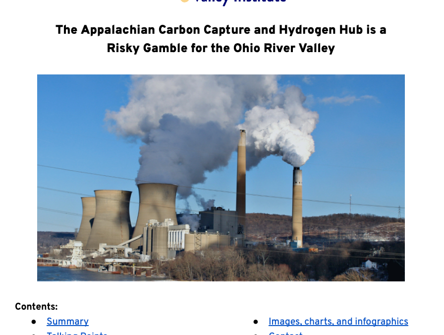 The Appalachian Carbon Capture and Hydrogen Hub is a  Risky Gamble for the Ohio River Valley